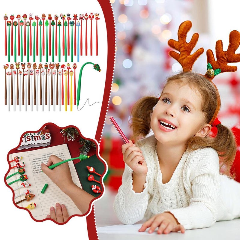 50 Pcs Christmas Gel Pens - Christmas Gel Ink Novelty Cute Fun Pens, Winter Smooth Writing Pen, Xmas Teacher's Gift, Exchanging Gifts Among Classmates - Image 3